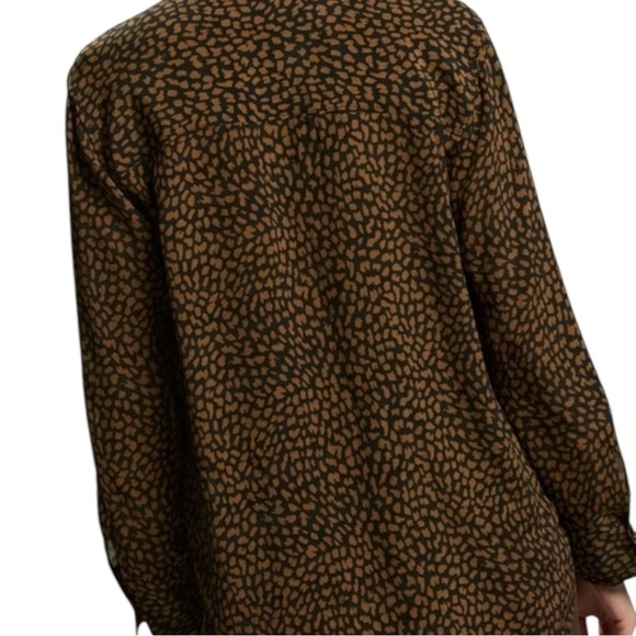 Zara Long Sleeve Blouse Black Brown Size Small - Picture 6 of 12